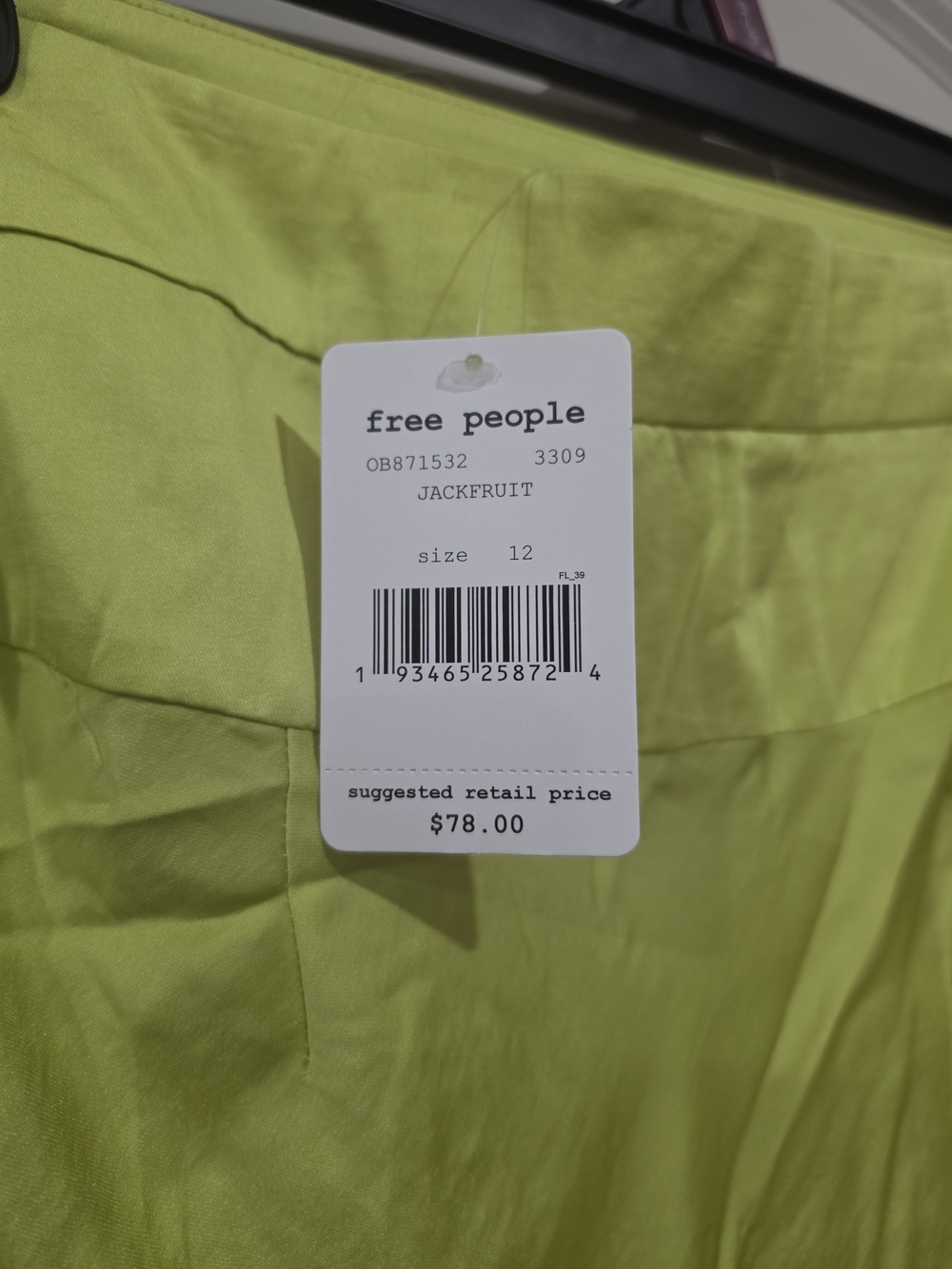 Free People Neon Lime Satin Midi Skirt In Jackfruit Size 12 NWT - Picture 6 of 7
